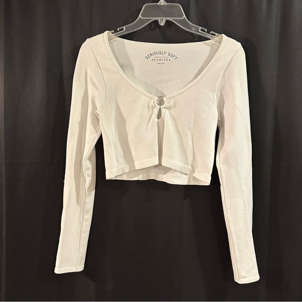 Aeropostale Cream Long Sleeve Blouse
